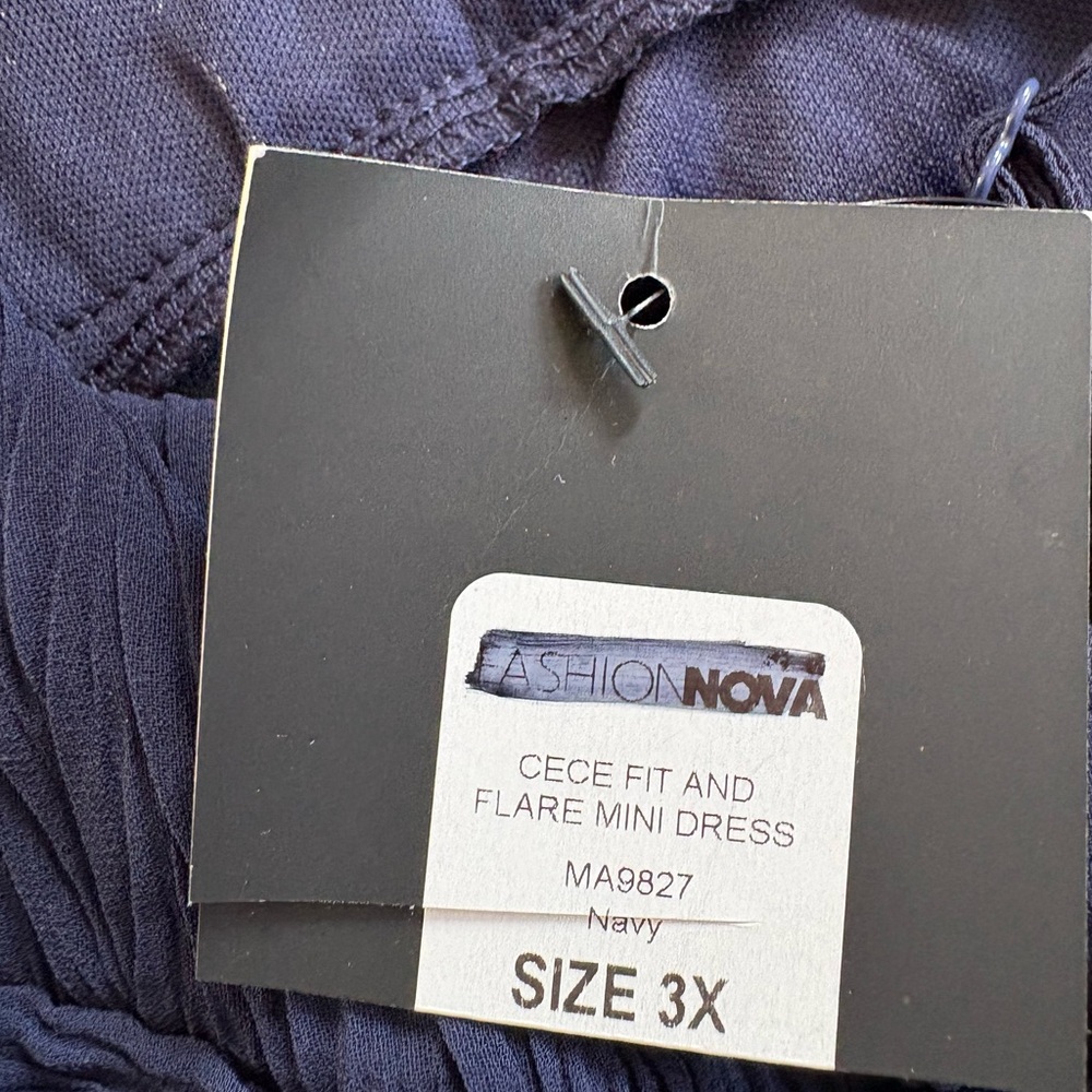 NWT Fashion Nova Cece Navy Fit and Flair Skater Mini Dress Coquette Ruffle 3X - Picture 13 of 13